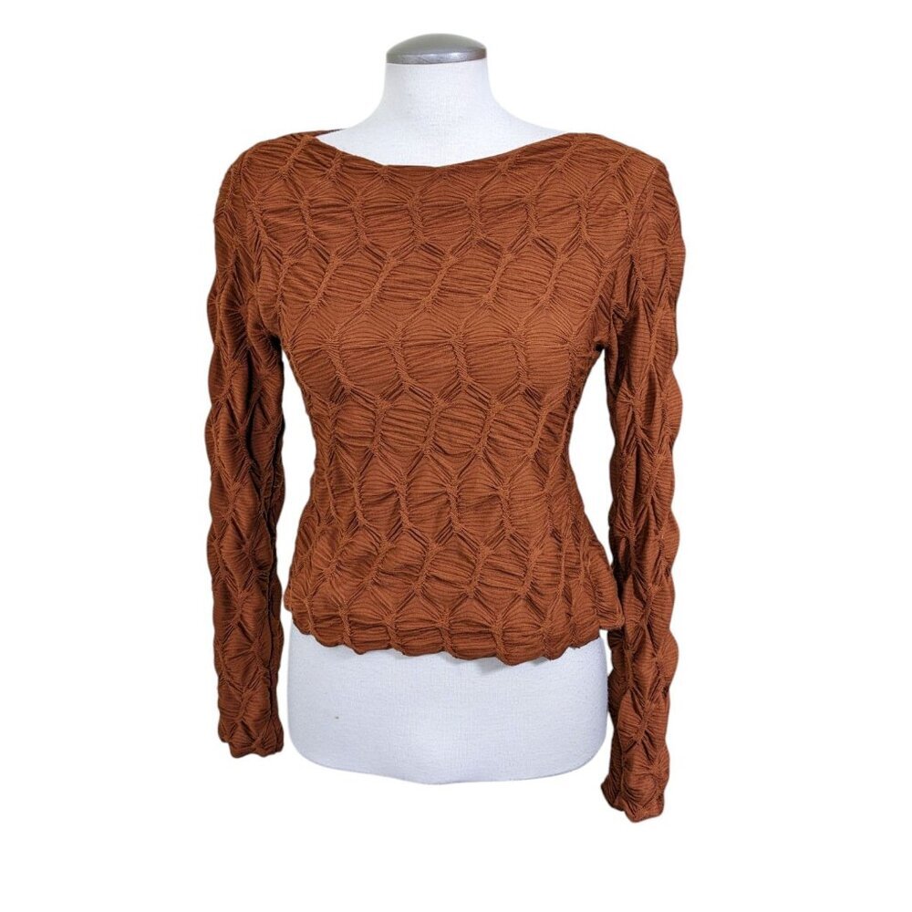 See You Monday Rust Textured Blouse
